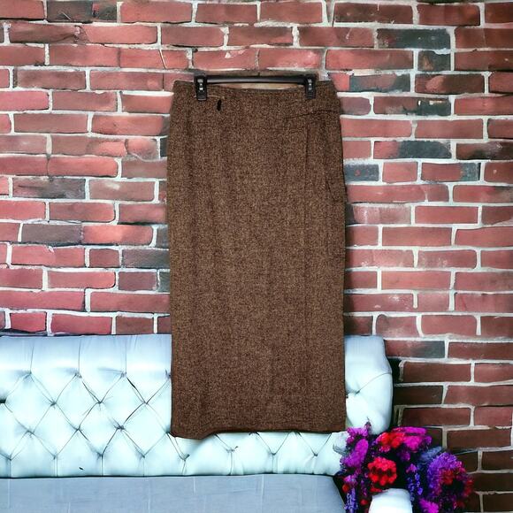 Vintage European Mondi Sport Fall Tweed Skirt Silk/Wool Wrap Euro Size 44 US 16 - Picture 1 of 15